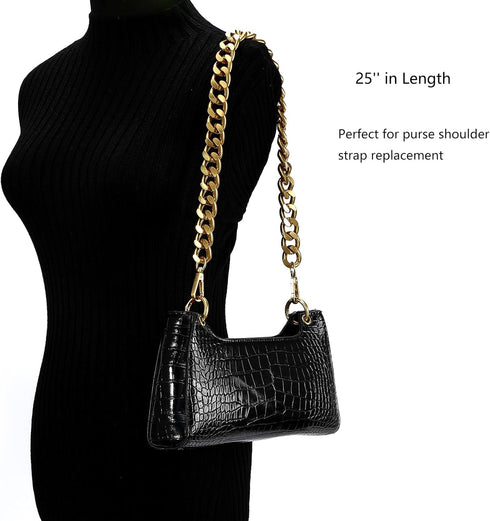25 Inch Trendy Chunky Metal Chain Purse Handles Shoulder Strap Replacement for Handbag (Silver)...