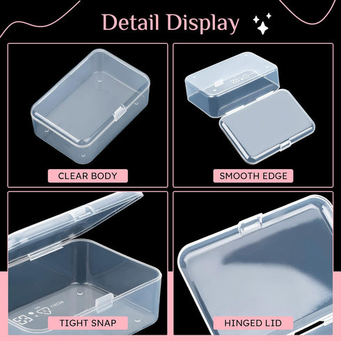 ISKYBOB 6 Packs Small Plastic Storage Containers, Clear Rectangle Bead Organizer Case with Lids for Crayons, Crafts, Bobby Pin Holder(3.7x 2.4in)...