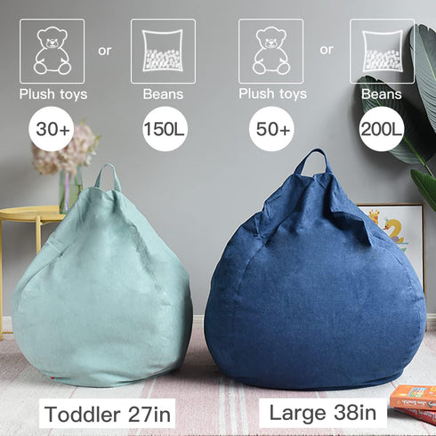 YuppieLife Kids Storage Bean Bag Cover?No Filling? Toy Organizer|Carrying Handle Sofa|Available for Kids and Teenager|Cuddle Chair|Machine Washabl...