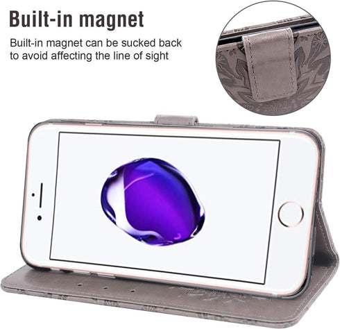 Phone Case for iPhone 7/8/SE 2020/2022 Wallet with Tempered Glass Screen Protector Leather Flip Cover Card Holder Stand iPhone7 iPhone8 SE2020 SE2...