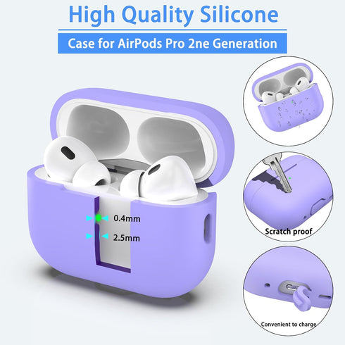 AirPods Pro 2nd Generation Case Cover, Military Grade Anti-Fall Soft Silicone Shock-Absorbing AirPods Pro Case Skin Touch with Keychain and Cleani...
