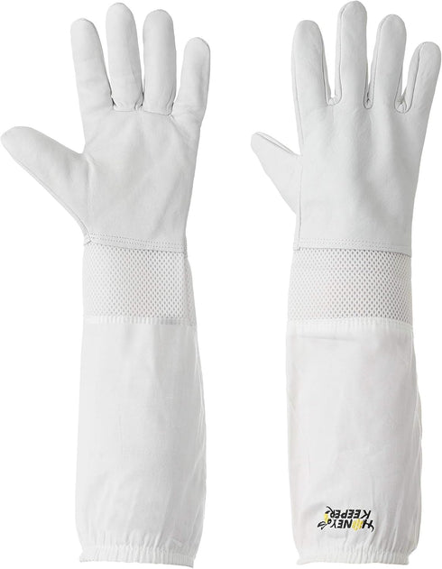 Honey Keeper Beekeeping Gloves, Small - Goatskin Leather with Ventilated Canvas Sleeve and Elastic Cuff...