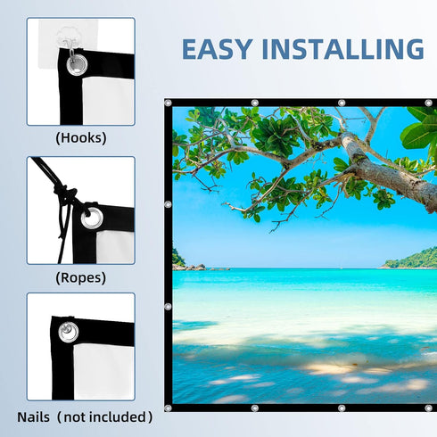 84" Projector Screen,4K 16:9 HD Rear Front Projector Screen Movie Screen Foldable Projection Screen Double-Sided Portable Outdoor Indoor Projector...