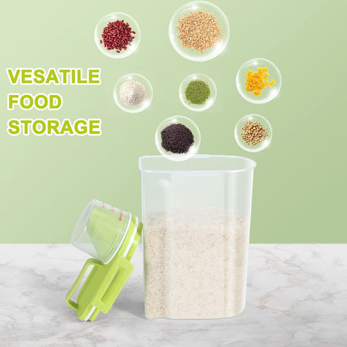 TBMax Rice Storage container 4 Lbs, Small Rice Dispenser with Measuring Cup, Lime Green Cereal Containers Flour Bin, Kitchen Food Storage Containe...