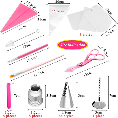 83 Pieces Stainless Steel Icing Piping Nozzle Tip Set with 44 Numbered Icing Tipsand Frosting Tools for Cake DIY, Cake Decorating Kits in a Box fo...