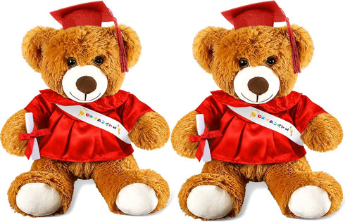 2 Pcs Graduation Bear Plush Stuffed Toy Bear Graduation Gifts Bear Doll Stuffed Bear with Grad Cap Diploma Stuffed Bear Plush Toy for Preschool Ki...
