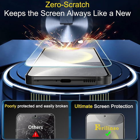 Ferilinso 4 Pack Screen Protector for Samsung Galaxy S24 with 4 Pack Tempered Glass Camera Lens Protector Phone Case Friendly Accessories Protecto...