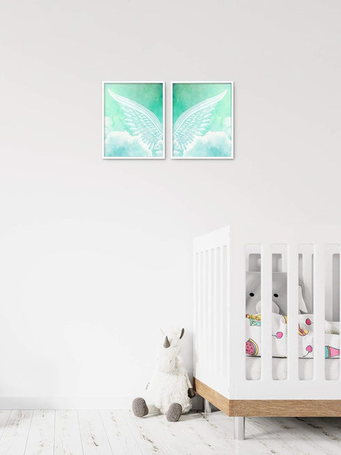 Brooke & Vine Angel Wings Girls Bedroom Wall Decor Art Prints -(UNFRAMED 8 x 10)- Inspirational Christian Religious Kids Baby Girl Nursery Tween W...