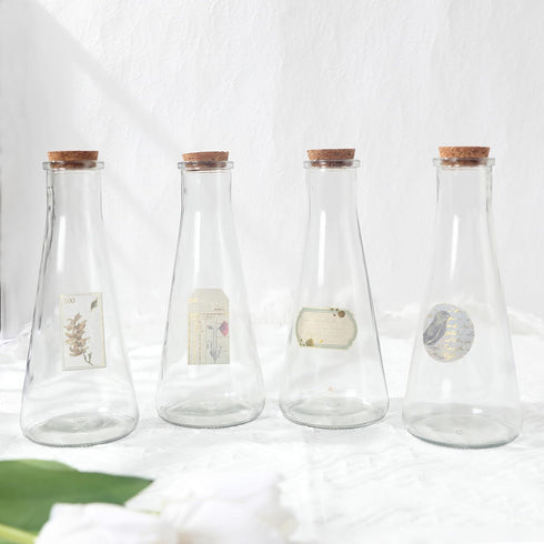 Magic Season Decorative Glass Bottles with Cork Stoppers (12 fl oz. Tapered Bottles / 2 Pcs)...