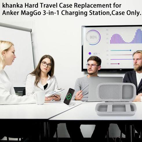 khanka Hard Travel Case Replacement for Anker MagGo 3-in-1 Charging Station,Qi2 Certified 15W MagSafe-Compatible Wireless Charger Stand,Case Only(...