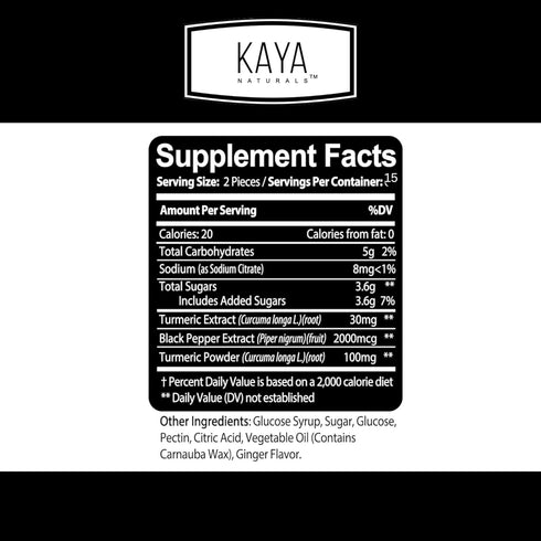 Kaya Naturals Turmeric Nature Made Bioperine, Joint Support with 95% Standardized Curcuminoids | Curcumin Nature Made - 1300mg Turmeric Capsules |...