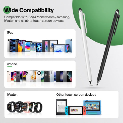 Stylus Pens for Touch Screens - Mixoo 2-in-1 High Sensitivity Retractable Stylus with Upgraded 6mm Disc Tip Universal Stylus for iPad iPhone Table...