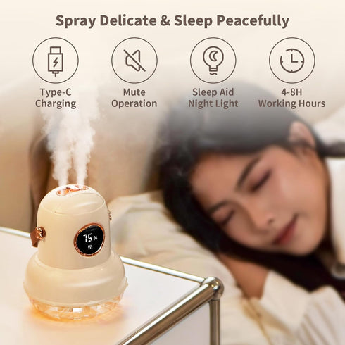 Cool Mist Humidifier with Night Light,Portable Mini Air Humidifier with LED Screen,Ultra-Quiet Wireless Humidifier Three Spray Modes for Baby Kids...