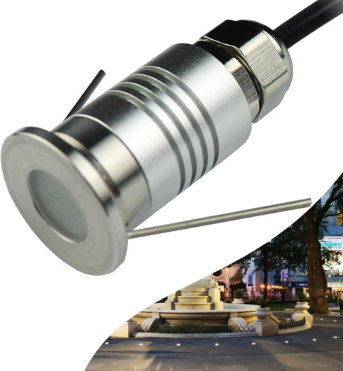 LED Mini In-Ground Well Light-Finger Size,1W 12V DC,120° Wide Beam Angle,IP67 Waterproof,Recessed Marker Indicator Underground Outdoor Landscape L...