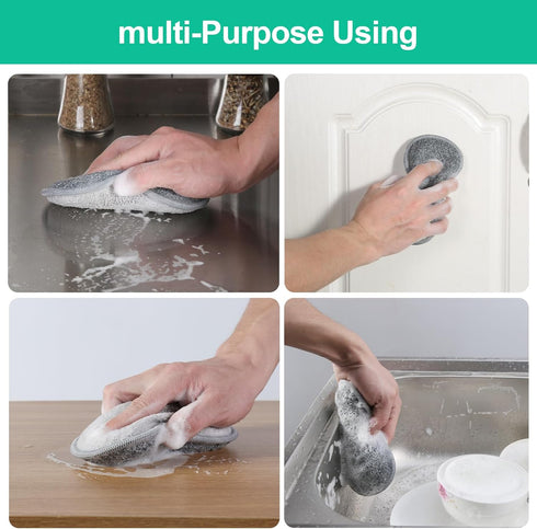 Upgrated Dual-Sided Sponges Kitchen, 6 Pack Microfiber Non Scratch Dish Scrub Sponge, All Purpose Dish Washing Scrubber for Cleaning Dishes, Kitch...