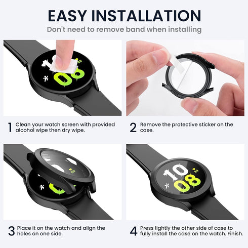 Tensea for Samsung Galaxy Watch FE 2024 & 5 2022 & 4 2021 Waterproof Screen Protector Case 40mm Accessories, Protective Face Cover for 40 mm, Hard...