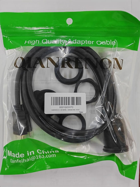 QIANRENON USB C&HDMI Threaded Flush Mount Waterproof Cable Adapter USB C 2.0+HDMI 1.4 Male to Female Panel Mount Extension Cable, 4K@60HZ, for Car...