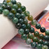 NCB 200PCS 8mm Natural Green Moss Agate Gemstone Round Spacer Loose Beads for Jewelry Making with Crystal Stretch Cord (Green Moss Agate, 8mm 200B...
