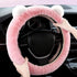 1 Sets 6 Pieces Fluffy Steering Wheel Cover for Women Girls, Includes Soft Fur Steering Wheel Cover Car Coaster Plush Keychain Rhinestone Ring Sti...