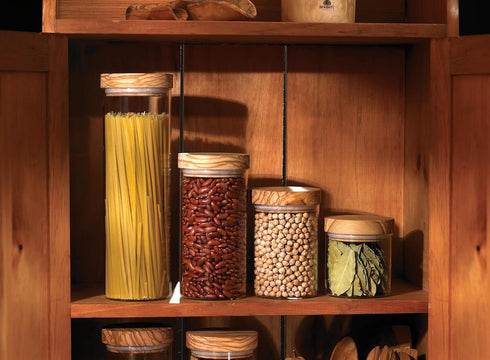 Berard Glass Storage Jar with Olive Wood Lid, 13.5-Ounce Brown...