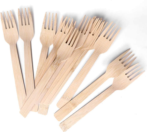 BANBU Bamboo Utensils Disposable- 100 PK Bamboo Forks Disposable 100% Compostable Biodegradable Renewable Natural Cutlery Fork 6.7" for Travelling...