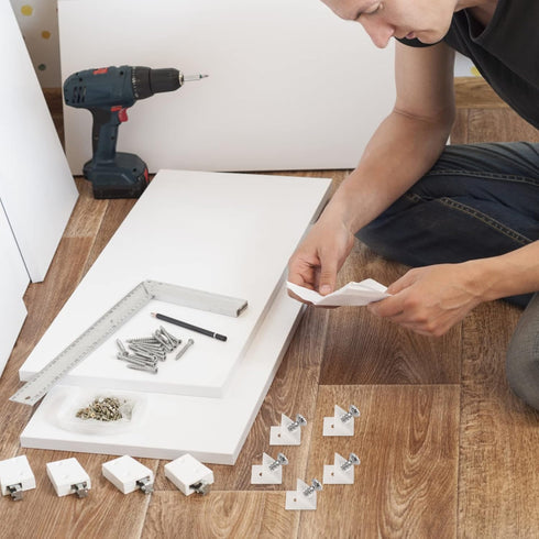 120 Pcs Drawer Wedges with Screws, Drawer Bottom Support Brackets, Fixing Mending Wedges, Plastic Angle Code Bracket Fasteners, Drawer Reinforceme...
