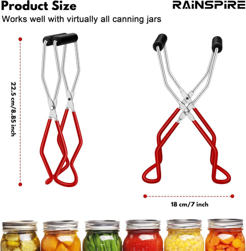 Canning Jar Lifter, Canning Tongs Jar Lifter, Canning Tools, Canning Supplies for Home Kitchen, Stainless Steel, Red...