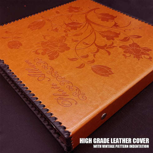 Photo Album Self Adhesive, Huge Magnetic Self-Stick Page Picture Album with Leather Vintage Inspired Cover, Hand Made DIY Albums Holds 3X5, 4X6, 5...