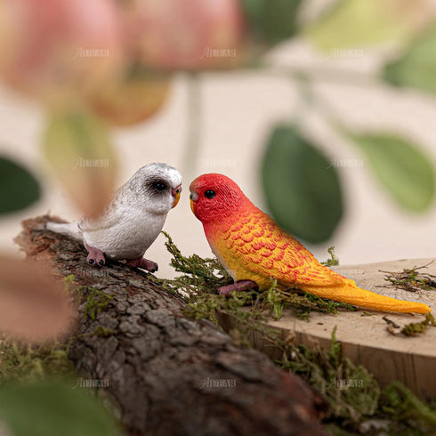 AUEAR, 4 Pack Bird Decorative Figurines Mini Fake Parrot Ornaments Simulated Parakeet Model for Home Garden Decoration...