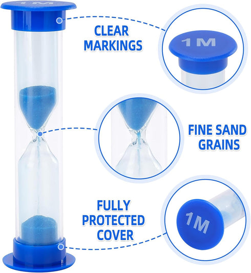 I-MART Plastic Sand Timer Sandglass Hourglass Sand Clock Timer 30 sec, 1 min, 2 mins, 3 mins, 5 mins, 10 mins (Pack of 6)...