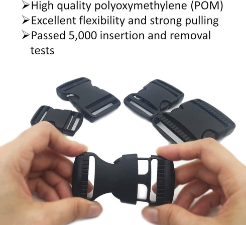 5 Set 1.25" Flat Buckles Dual Adjustable Buckles and Tri-Glide Slides Quick Side Release Buckle for Luggage Straps Pet Collar Backpack Repairing (...