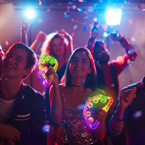 Aywewii LED Tambourine, Light Up Toys Handheld Musical Flashing Tamborine Autism Toys Party Supplies for Birthday Anniversaries Gifts for Kids Adu...