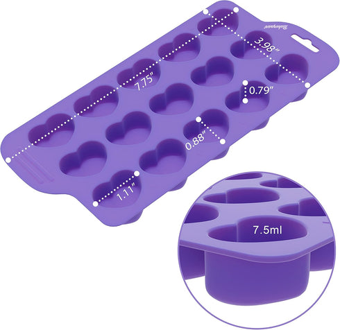 Bakerpan Silicone Chocolate Heart Mold - Set of 3 - Heart Shaped Jelly and Ice Cube Tray, Gummies, Candy...