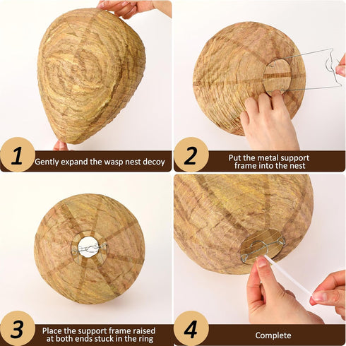 DECYOOL 8 Pack Paper Wasp Nest Decoy Hanging Wasp Nest Stay Away from Wasps Hornets Yellow Jackets(Dark Brown, Light Brown)...