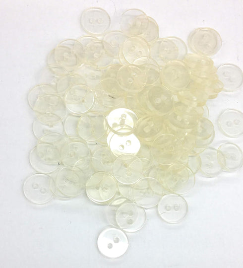 100 Duvet Flat Clear Buttons,Size 1/2"-) 2 Hole .Invisible Buttons,...