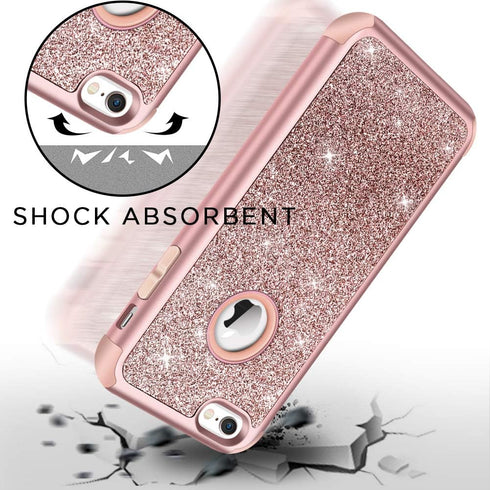 Hython Compatible with iPhone 6/6s Case, Heavy Duty Full-Body Defender Protective Case Bling Glitter Sparkle Hard Shell Hybrid Shockproof Rubber B...