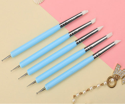 Ecjiuyi 9PCS Sculpting Tools,4PCS Double-Ended Metal Ceramic Clay Ball Stylus Dotting Tools and 5PCS 2 Way Silicone Polymer and Embossing Paper Fl...