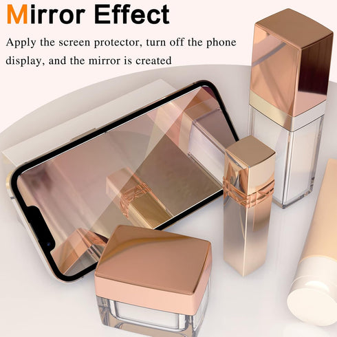 iPhone 13/13 Pro Privacy Screen Protector Mirrored Tempered Glass Film for iPhone 14, Perfect Mirror Effect, Shatterproof, Touch Sensitive, with O...