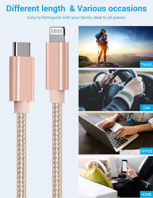 Marchpowe USB C to Lightning Cable - MFi Certified iPhone 14 Fast Charger Cord 3Pack 6ft Charging Cable Compatible with iPhone 14 13 12 Pro Max Mi...
