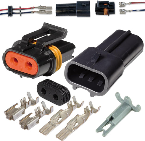 2 Pin Metri-Pack Waterproof Connector 10-12awg Terminals and Seals 46Amp (10-12 GA (1set))...