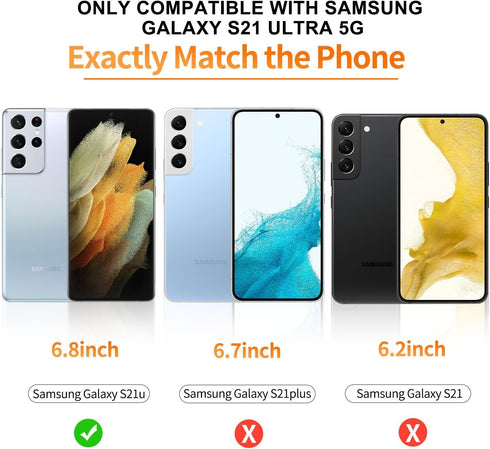 3 Pack Curved Tempered Glass Screen Protector Applicable for Samsung Galaxy S21 Ultra 5G 6.8inch, Support Fingerprint ID Friendly Tempered Glass S...