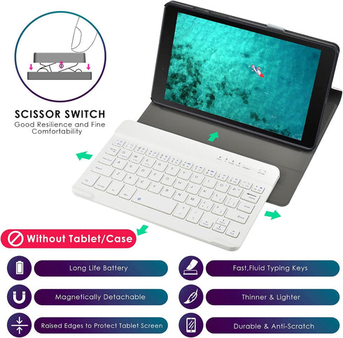 DETUOSI Universal 7-8 inch Wireless Keyboard, Multi-Device Travel Portable Ultrathin (6mm) Lightweight Wireless Keyboard for iOS/Android/Windows T...