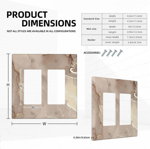 Rose Gold Brown Marble Light Switch Cover 2 Gang Double Rocker Wall Plate Decorative Switchplate Electrical Faceplate for Bathroom Kitchen Home De...