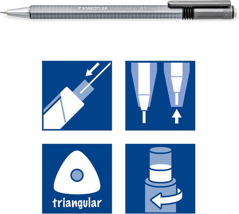 Staedtler triplus micro 0.5mm Lead Retractable Mechanical Pencil with Twist Eraser, Writing, Drawing, Drafting, 3-Pack, 77425BK3A6...