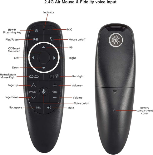 G10s Pro Voice Air Fly Mouse with Backlight, 2.4G Wireless 6 Axis Gyroscope Air Mouse Remote Control, IR Learning Controller for Android TV Box T9...