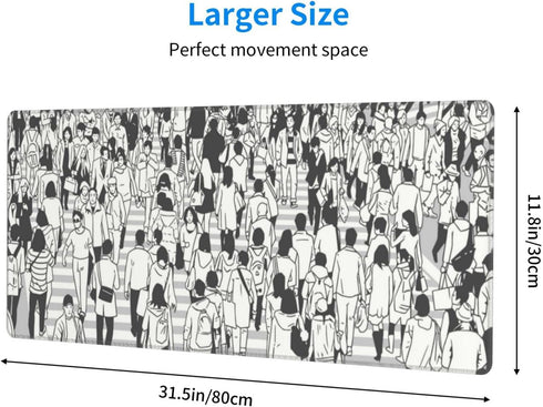 Aesthetics Busy City Zebra Crossing Art Mouse Pad Extended Large Gaming Mousepad XL Big Long Oversized Desk Mat Stitched Edges 31.5 X 11.8 Inch fo...