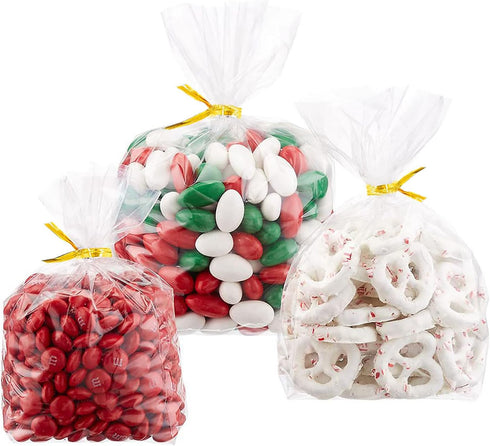 Zcintert Clear Cello ???????????????????? ?????????? ????????, 100 Pcs - 8" x 11"(2mils), Plastic Gift Bags for Candy, Party Favor, Cookies, Candi...
