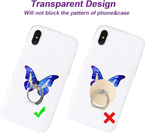 Transparent Clear Phone Ring Grips Holder Kickstand, Finger Ring Stand for Cell Phone Tablet Case Accessories(Round-Clear) (2)......