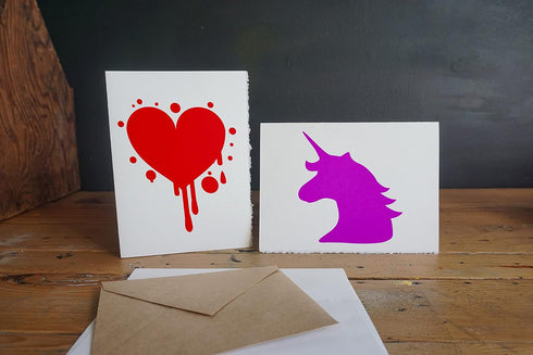 Stencil1 Rainbow | Heart | Unicorn | Bolt Four Pack Stencils 8.5 x 11 inches for Painting on T-Shirts, Bedroom Wall, Canvas, DIY Decorating and Ar...