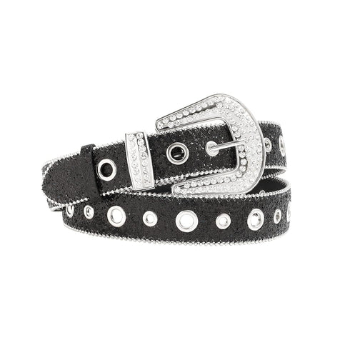 Kajeer Rhinestone Belt for Men Women, Vintage Cowgirl Diamond Bling Belts for Jeans(Black, Small)...